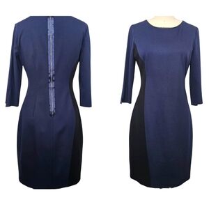 ElieTahari Fitted Silhouette Sheath Long Sleeves Dress Black/Navy Size 8‎